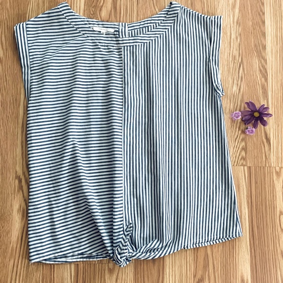 Maurices Faded Navy Blue and White Striped Top - Picture 2 of 13